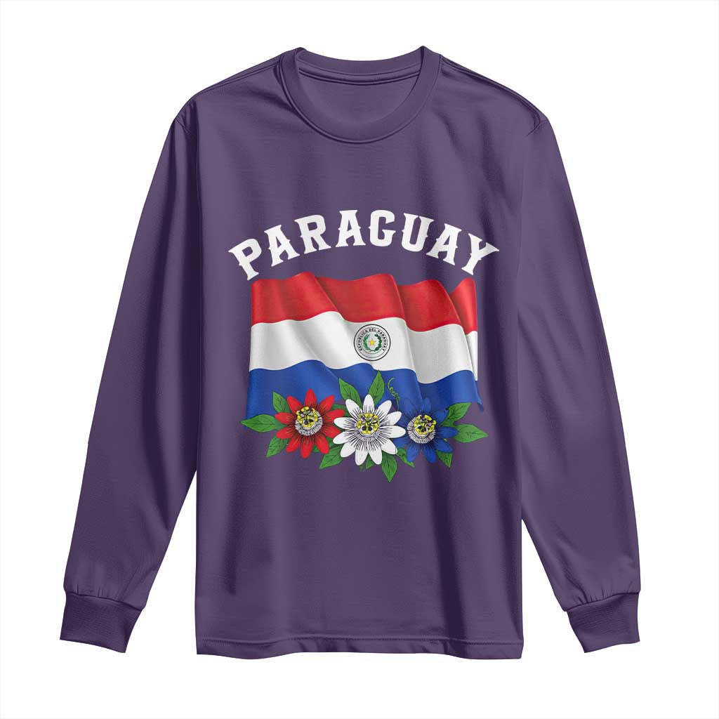 Paraguay Flag Passion Flower Mburucuya Graphic Long Sleeve Shirt Paraguaya Hispanic Latino Heritage Cultura Pride TS02 Purple Print Your Wear