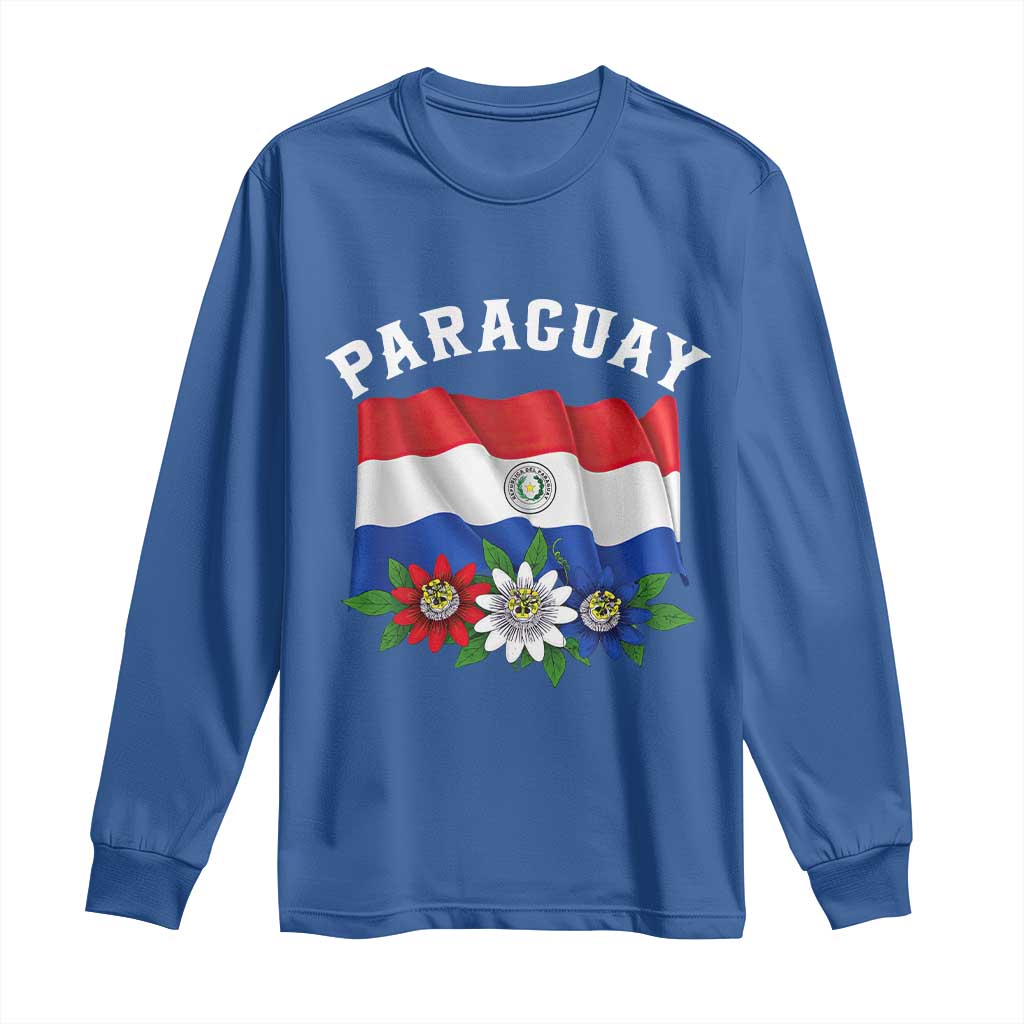 Paraguay Flag Passion Flower Mburucuya Graphic Long Sleeve Shirt Paraguaya Hispanic Latino Heritage Cultura Pride TS02 Royal Blue Print Your Wear