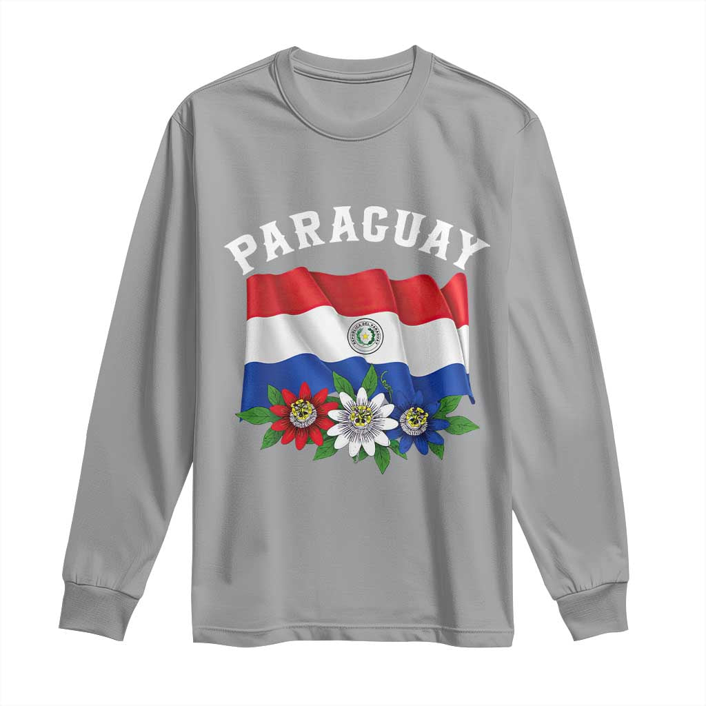 Paraguay Flag Passion Flower Mburucuya Graphic Long Sleeve Shirt Paraguaya Hispanic Latino Heritage Cultura Pride TS02 Sport Gray Print Your Wear