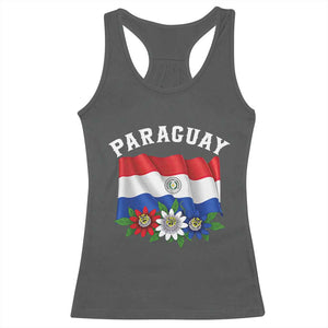 Paraguay Flag Passion Flower Mburucuya Graphic Racerback Tank Top Paraguaya Hispanic Latino Heritage Cultura Pride TS02 Dark Heather Print Your Wear