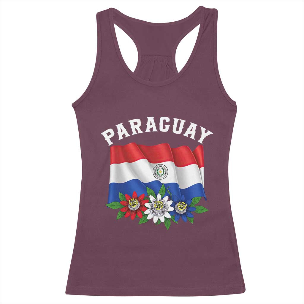 Paraguay Flag Passion Flower Mburucuya Graphic Racerback Tank Top Paraguaya Hispanic Latino Heritage Cultura Pride TS02 Maroon Print Your Wear