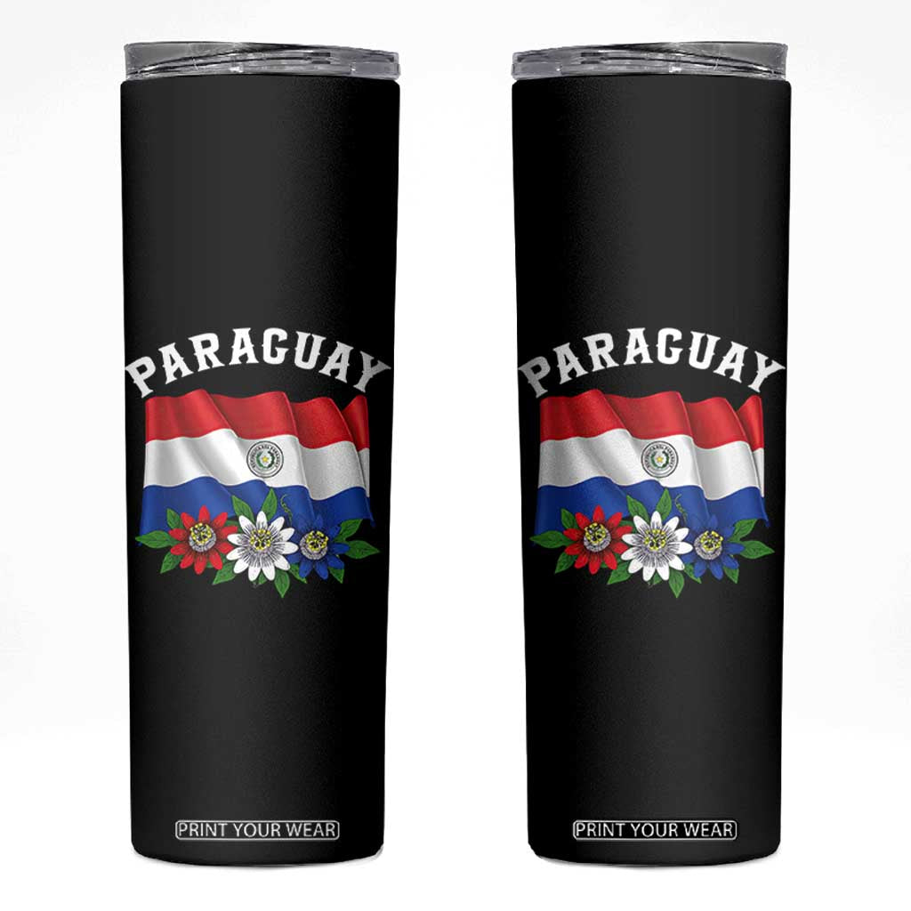 Paraguay Flag Passion Flower Mburucuya Graphic Skinny Tumbler Paraguaya Hispanic Latino Heritage Cultura Pride TS02 Black Print Your Wear