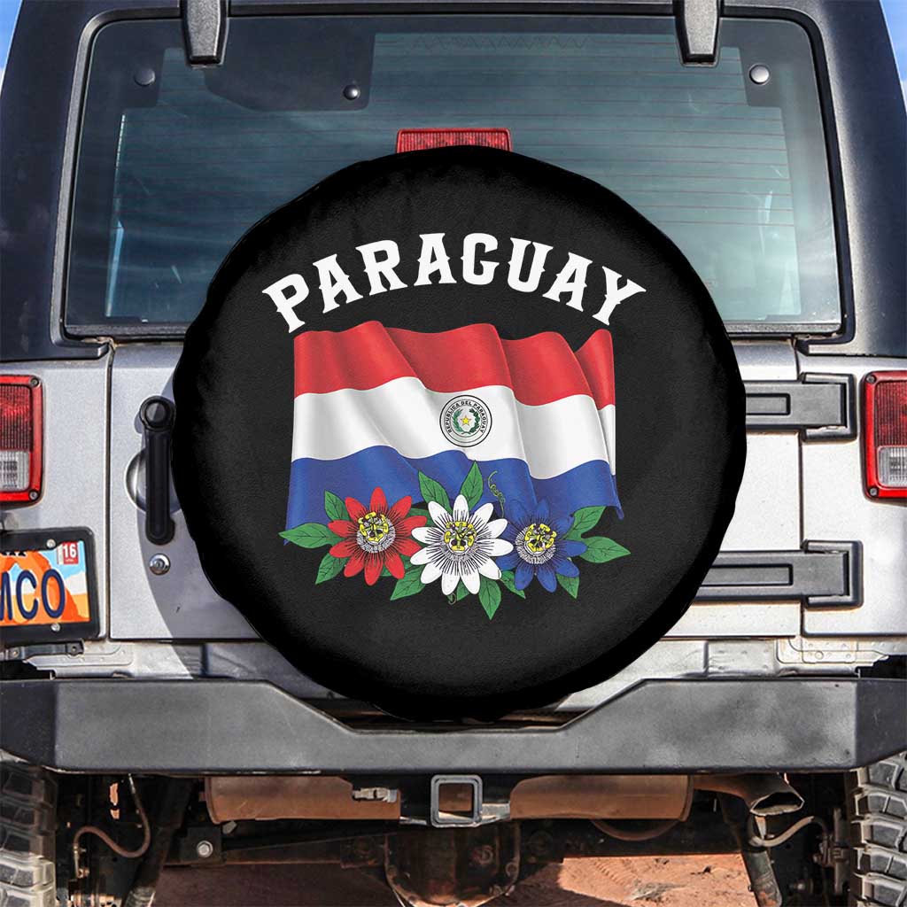 Paraguay Flag Passion Flower Mburucuya Graphic Spare Tire Cover Paraguaya Hispanic Latino Heritage Cultura Pride TS02 No hole Black Print Your Wear