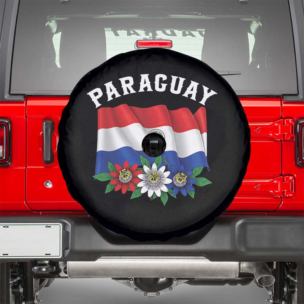 Paraguay Flag Passion Flower Mburucuya Graphic Spare Tire Cover Paraguaya Hispanic Latino Heritage Cultura Pride TS02 Black Print Your Wear
