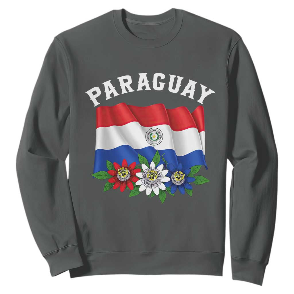 Paraguay Flag Passion Flower Mburucuya Graphic Sweatshirt Paraguaya Hispanic Latino Heritage Cultura Pride TS02 S Dark Heather Print Your Wear
