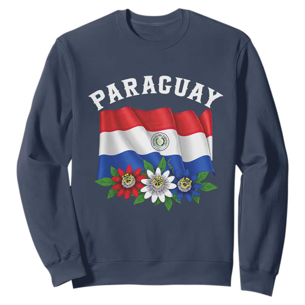 Paraguay Flag Passion Flower Mburucuya Graphic Sweatshirt Paraguaya Hispanic Latino Heritage Cultura Pride TS02 Navy Print Your Wear