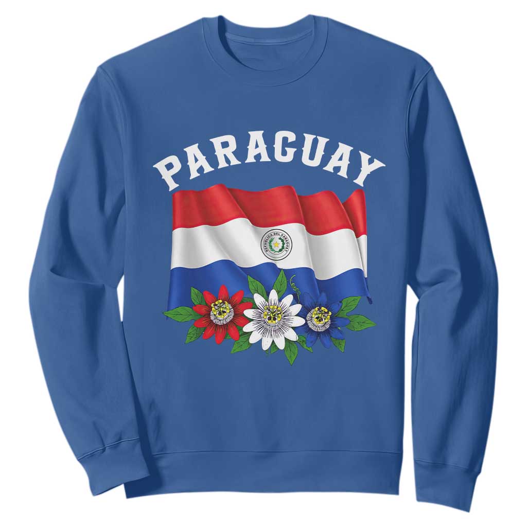 Paraguay Flag Passion Flower Mburucuya Graphic Sweatshirt Paraguaya Hispanic Latino Heritage Cultura Pride TS02 Royal Blue Print Your Wear