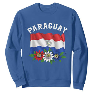 Paraguay Flag Passion Flower Mburucuya Graphic Sweatshirt Paraguaya Hispanic Latino Heritage Cultura Pride TS02 Royal Blue Print Your Wear