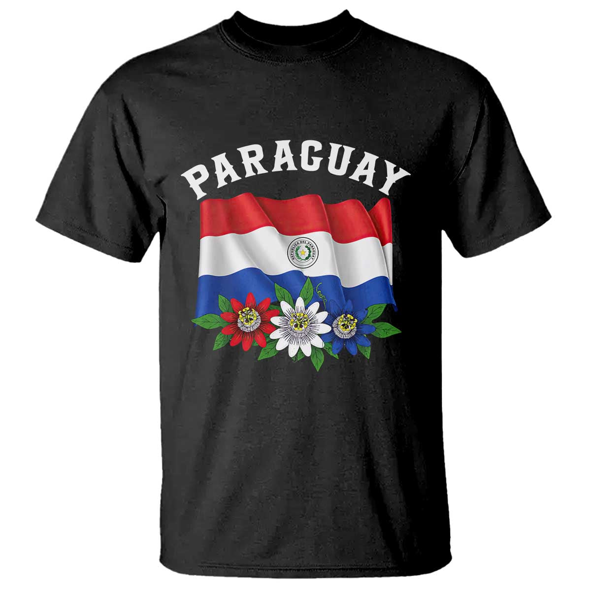 Paraguay Flag Passion Flower Mburucuya Graphic T Shirt Paraguaya Hispanic Latino Heritage Cultura Pride TS02 Black Print Your Wear