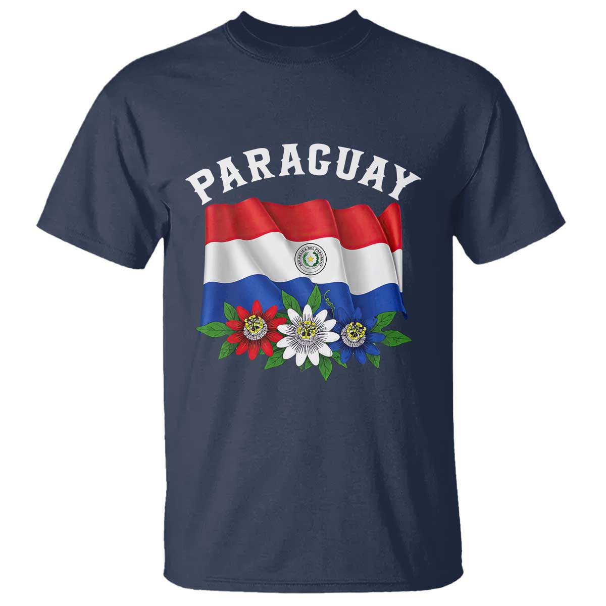 Paraguay Flag Passion Flower Mburucuya Graphic T Shirt Paraguaya Hispanic Latino Heritage Cultura Pride TS02 Navy Print Your Wear