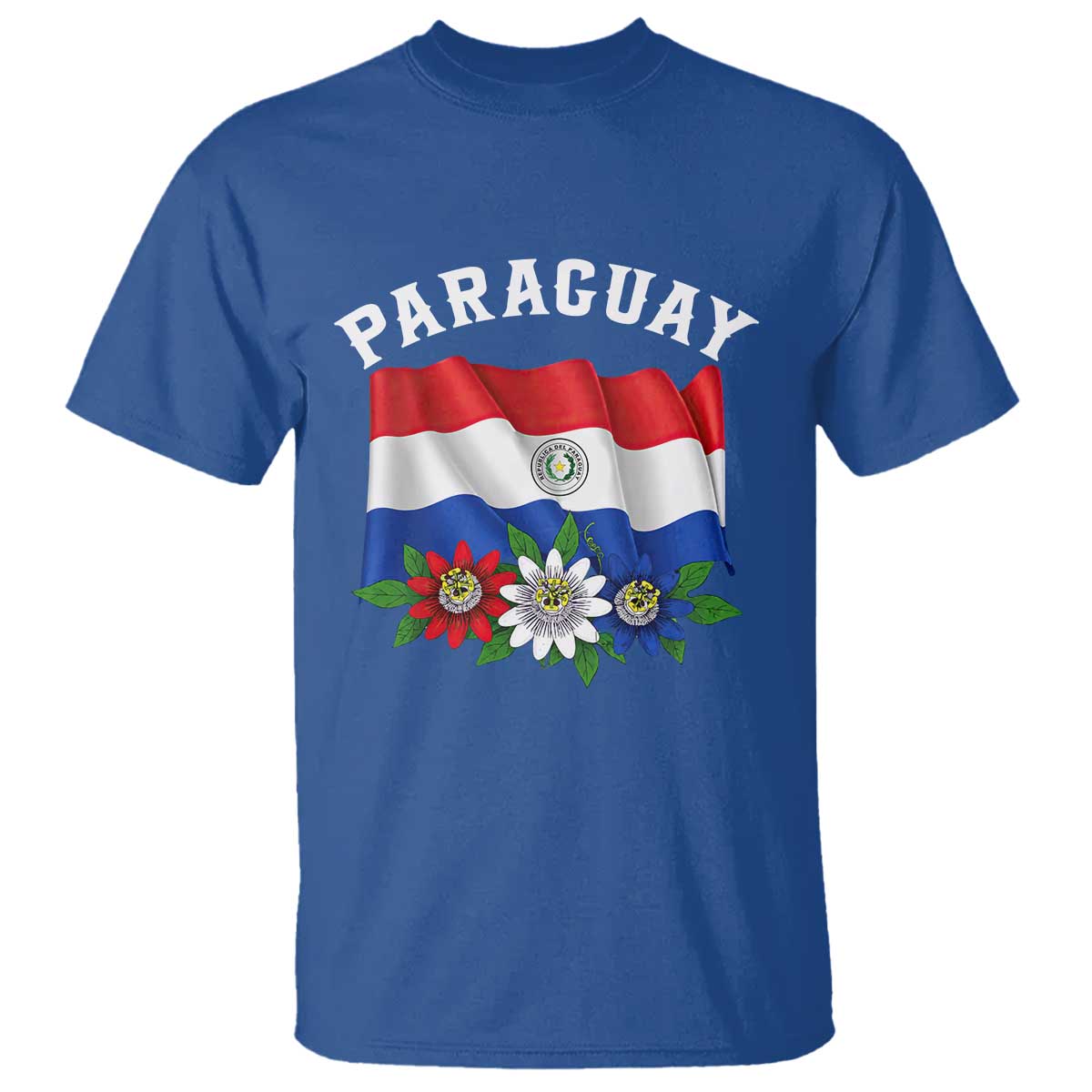 Paraguay Flag Passion Flower Mburucuya Graphic T Shirt Paraguaya Hispanic Latino Heritage Cultura Pride TS02 Royal Blue Print Your Wear