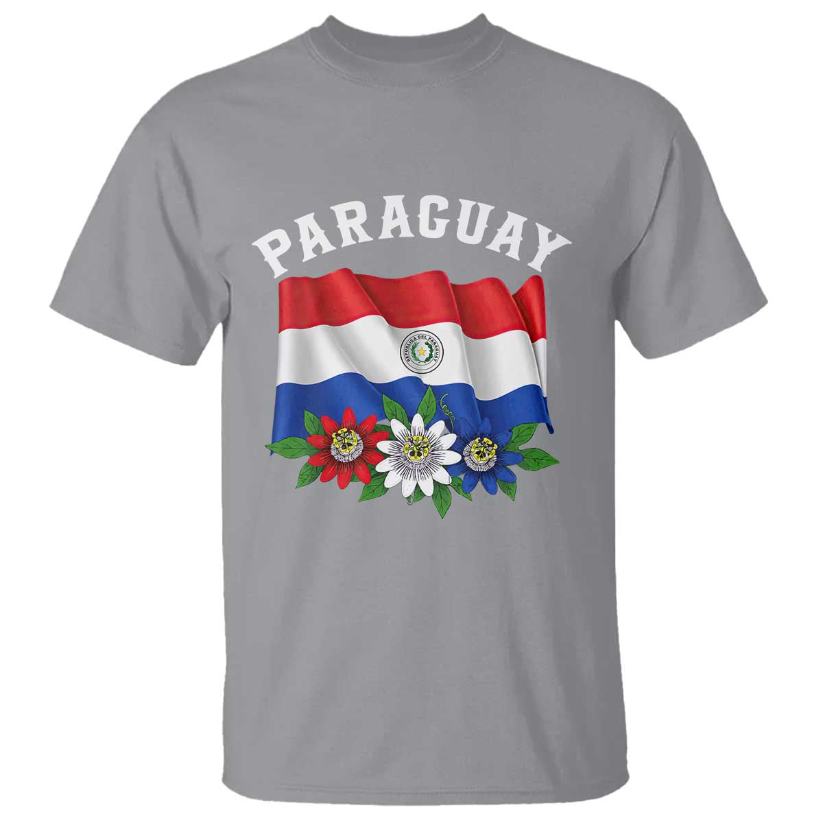 Paraguay Flag Passion Flower Mburucuya Graphic T Shirt Paraguaya Hispanic Latino Heritage Cultura Pride TS02 Sport Gray Print Your Wear