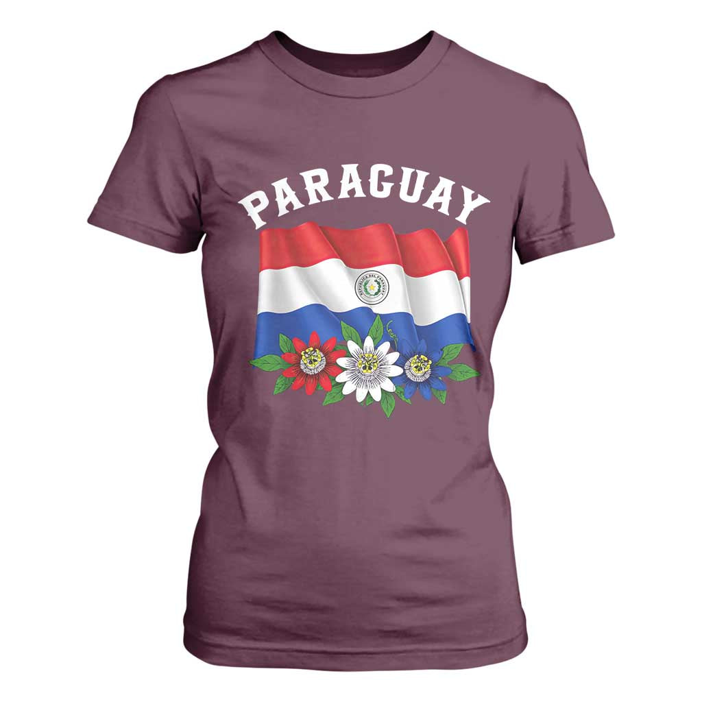Paraguay Flag Passion Flower Mburucuya Graphic T Shirt For Women Paraguaya Hispanic Latino Heritage Cultura Pride TS02 Maroon Print Your Wear