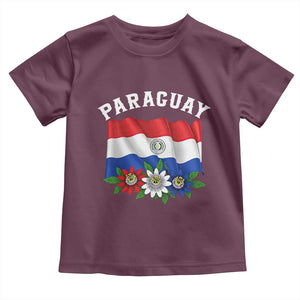 Paraguay Flag Passion Flower Mburucuya Graphic Toddler T Shirt Paraguaya Hispanic Latino Heritage Cultura Pride TS02 Maroon Print Your Wear