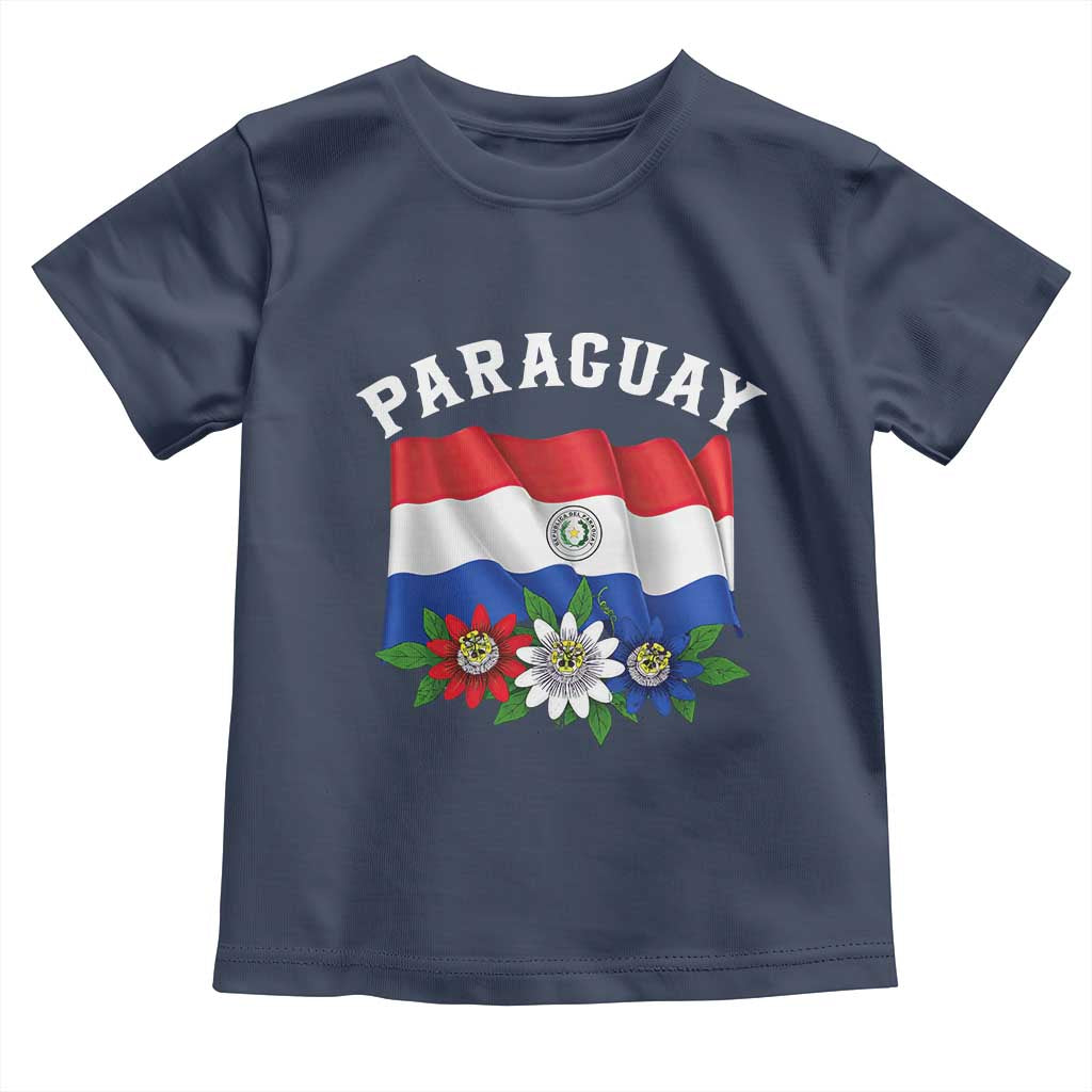 Paraguay Flag Passion Flower Mburucuya Graphic Toddler T Shirt Paraguaya Hispanic Latino Heritage Cultura Pride TS02 Navy Print Your Wear