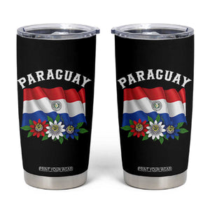 Paraguay Flag Passion Flower Mburucuya Graphic Tumbler Cup Paraguaya Hispanic Latino Heritage Cultura Pride TS02 Black Print Your Wear