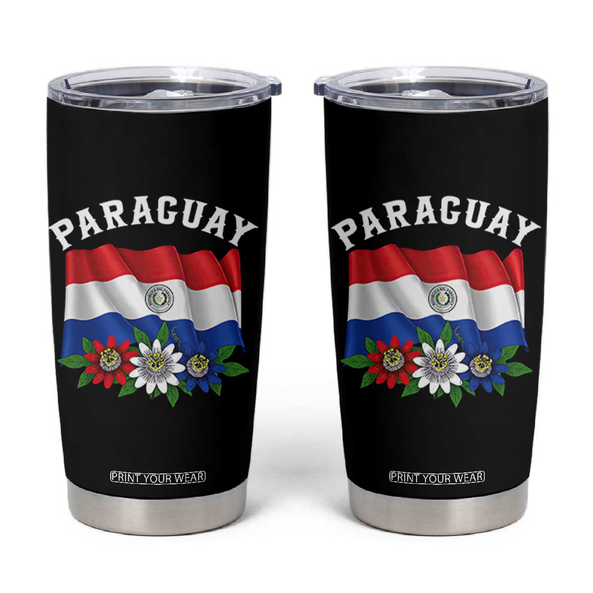 Paraguay Flag Passion Flower Mburucuya Graphic Tumbler Cup Paraguaya Hispanic Latino Heritage Cultura Pride TS02 Black Print Your Wear