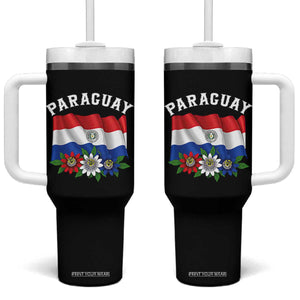 Paraguay Flag Passion Flower Mburucuya Graphic Tumbler With Handle Paraguaya Hispanic Latino Heritage Cultura Pride TS02 One Size: 40 oz Black Print Your Wear