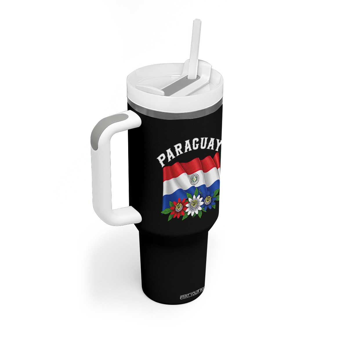 Paraguay Flag Passion Flower Mburucuya Graphic Tumbler With Handle Paraguaya Hispanic Latino Heritage Cultura Pride TS02 Print Your Wear