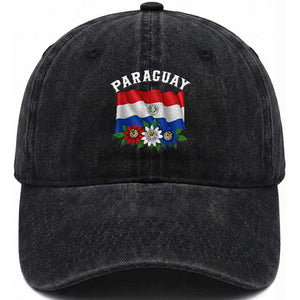Paraguay Flag Passion Flower Mburucuya Graphic Washed Cotton Baseball Cap Paraguaya Hispanic Latino Heritage Cultura Pride TS02 Print Your Wear