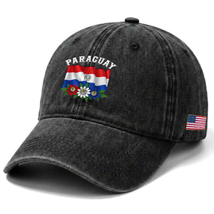 Paraguay Flag Passion Flower Mburucuya Graphic Washed Cotton Baseball Cap Paraguaya Hispanic Latino Heritage Cultura Pride TS02 Print Your Wear