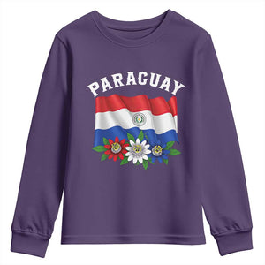 Paraguay Flag Passion Flower Mburucuya Graphic Youth Sweatshirt Paraguaya Hispanic Latino Heritage Cultura Pride TS02 Purple Print Your Wear