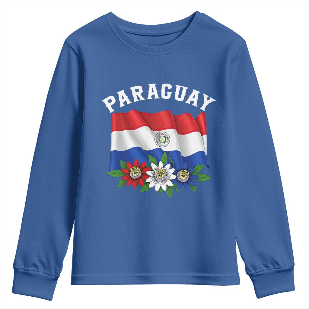 Paraguay Flag Passion Flower Mburucuya Graphic Youth Sweatshirt Paraguaya Hispanic Latino Heritage Cultura Pride TS02 Royal Blue Print Your Wear