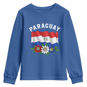 Paraguay Flag Passion Flower Mburucuya Graphic Youth Sweatshirt Paraguaya Hispanic Latino Heritage Cultura Pride TS02 Royal Blue Print Your Wear