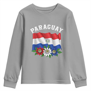 Paraguay Flag Passion Flower Mburucuya Graphic Youth Sweatshirt Paraguaya Hispanic Latino Heritage Cultura Pride TS02 Sport Gray Print Your Wear