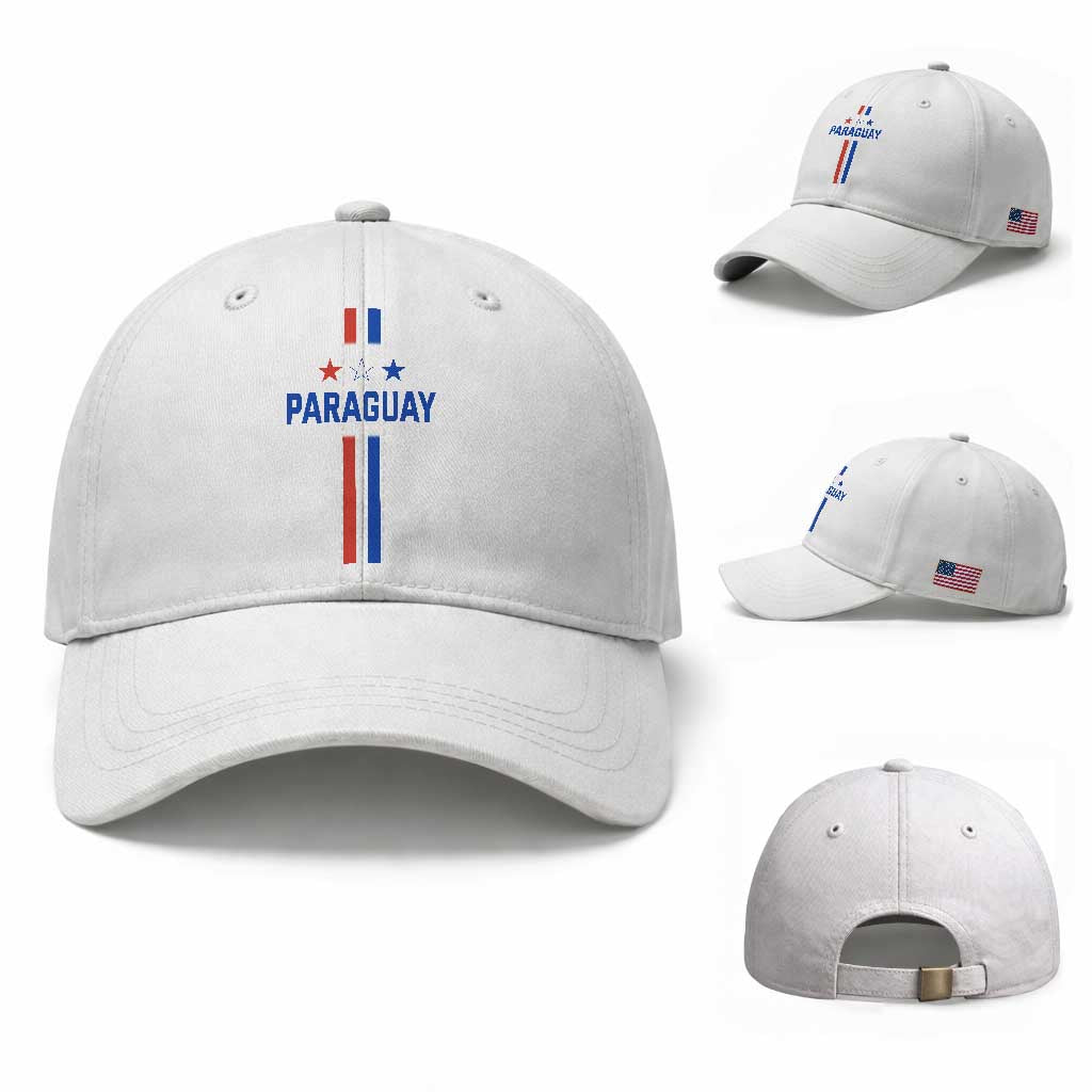 Paraguay Flag Soccer Jersey Style Graphic Baseball Cap Patriotic Paraguaya Pride Football Fans Sports Spirit TS02 Baseball Cap Universal Fit White Print Your Wear