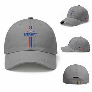 Paraguay Flag Soccer Jersey Style Graphic Baseball Cap Patriotic Paraguaya Pride Football Fans Sports Spirit TS02 Baseball Cap Universal Fit Sport Gray Print Your Wear