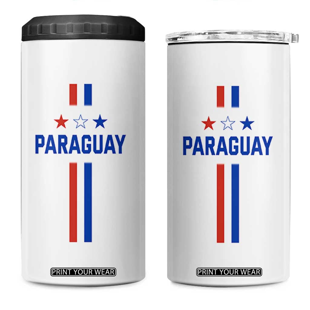 Paraguay Flag Soccer Jersey Style Graphic 4 in 1 Can Cooler Tumbler Patriotic Paraguaya Pride Football Fans Sports Spirit TS02 One Size: 16 oz White Print Your Wear
