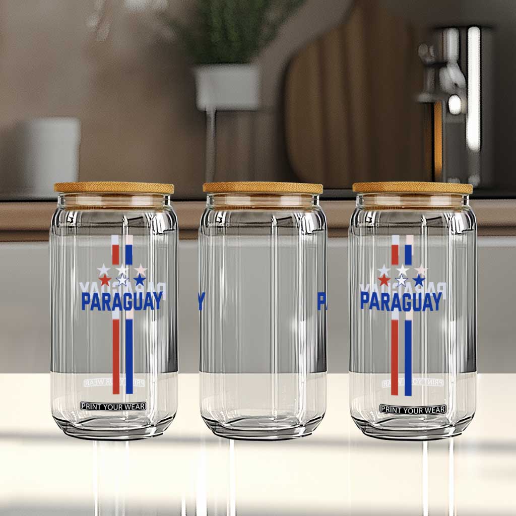 Paraguay Flag Soccer Jersey Style Graphic Glass Can Patriotic Paraguaya Pride Football Fans Sports Spirit TS02 Print Your Wear