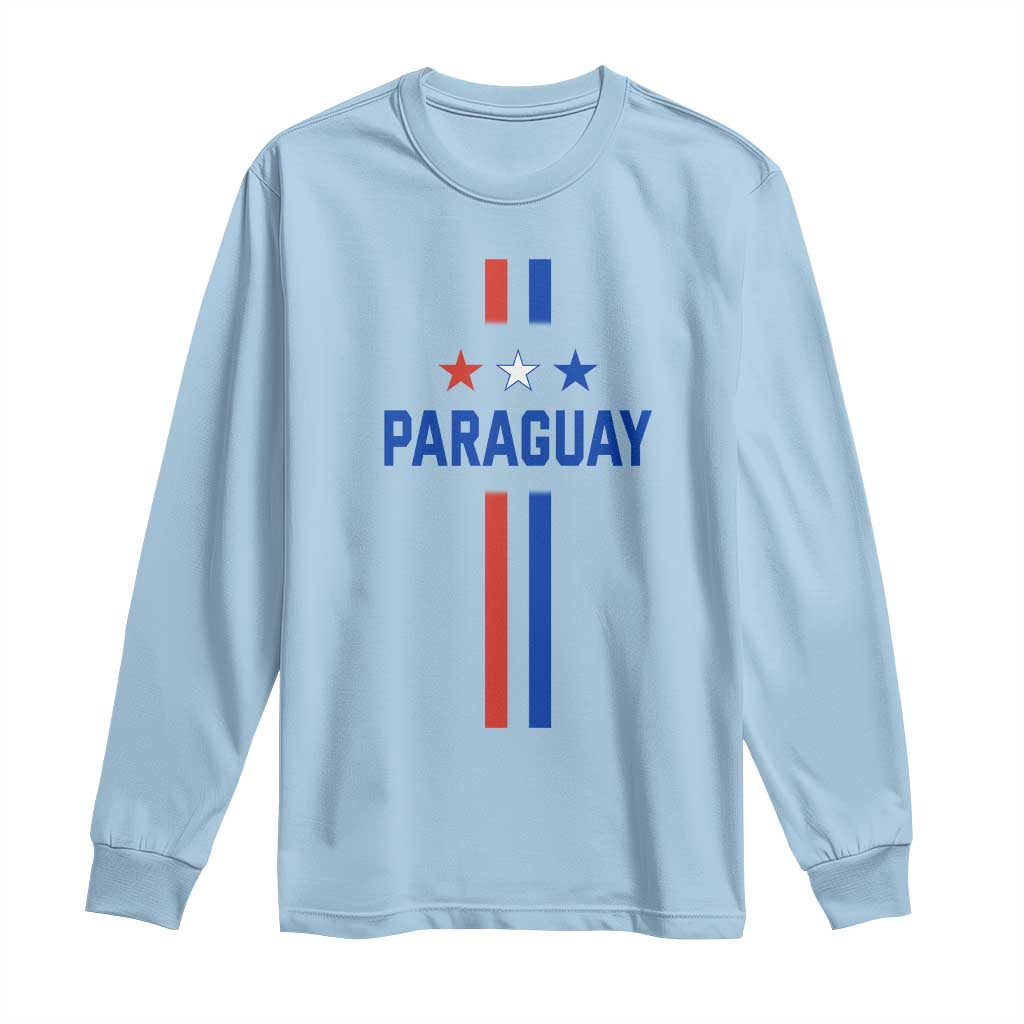 Paraguay Flag Soccer Jersey Style Graphic Long Sleeve Shirt Patriotic Paraguaya Pride Football Fans Sports Spirit TS02 Light Blue Print Your Wear