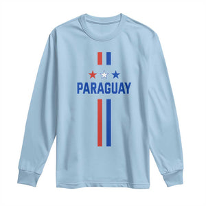 Paraguay Flag Soccer Jersey Style Graphic Long Sleeve Shirt Patriotic Paraguaya Pride Football Fans Sports Spirit TS02 Light Blue Print Your Wear