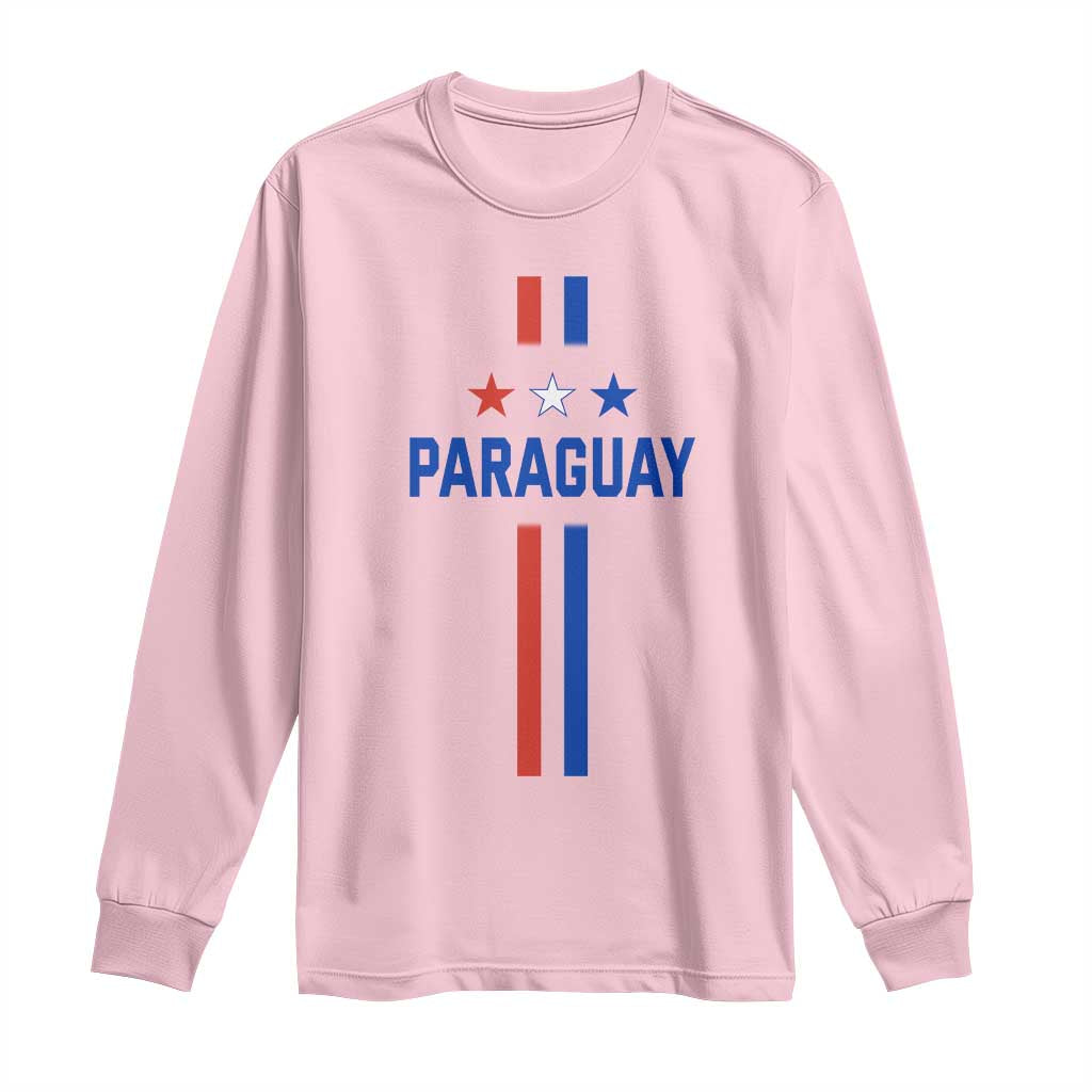 Paraguay Flag Soccer Jersey Style Graphic Long Sleeve Shirt Patriotic Paraguaya Pride Football Fans Sports Spirit TS02 Light Pink Print Your Wear