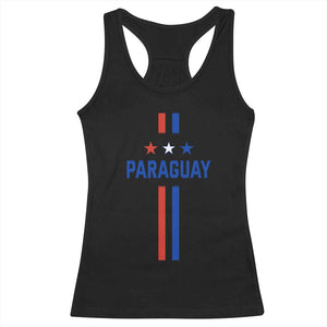 Paraguay Flag Soccer Jersey Style Graphic Racerback Tank Top Patriotic Paraguaya Pride Football Fans Sports Spirit TS02 Black Print Your Wear