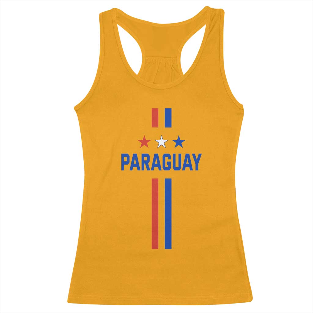 Paraguay Flag Soccer Jersey Style Graphic Racerback Tank Top Patriotic Paraguaya Pride Football Fans Sports Spirit TS02 Gold Print Your Wear