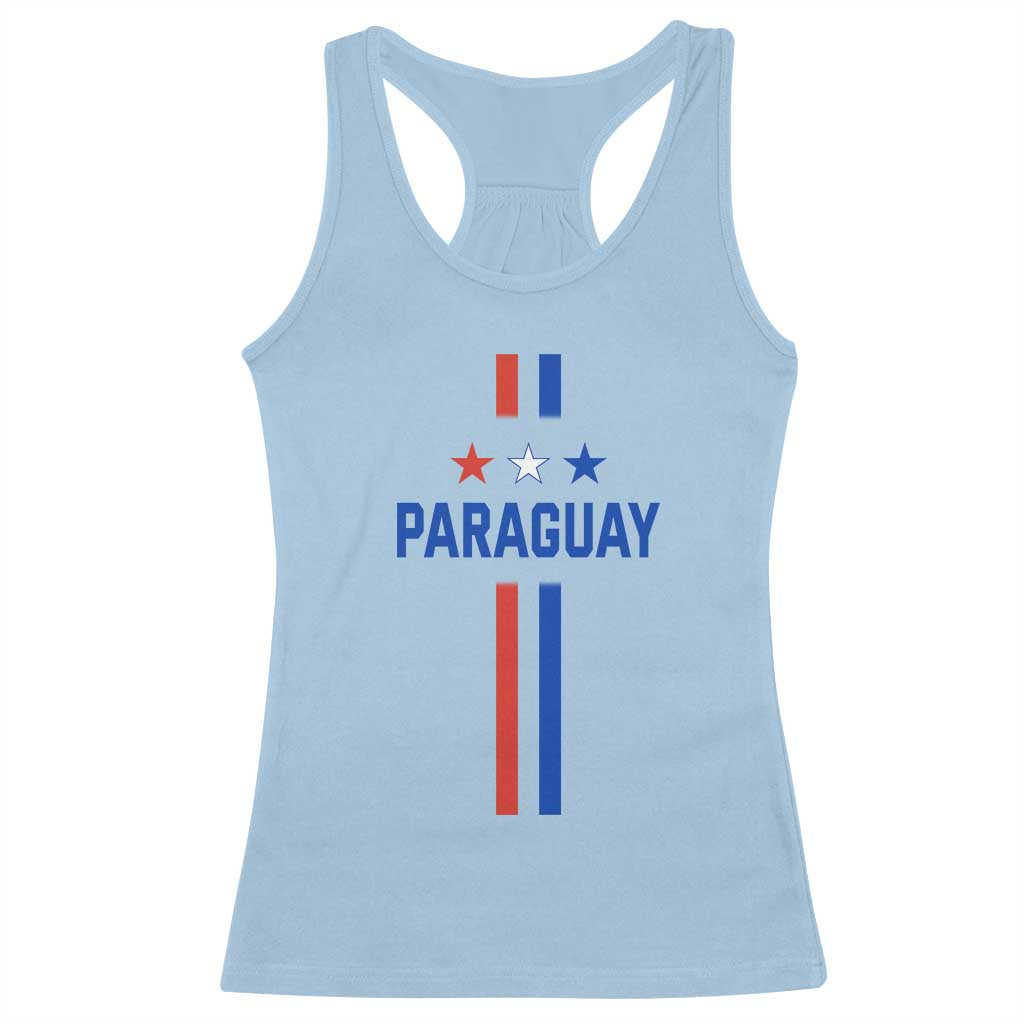 Paraguay Flag Soccer Jersey Style Graphic Racerback Tank Top Patriotic Paraguaya Pride Football Fans Sports Spirit TS02 Light Blue Print Your Wear