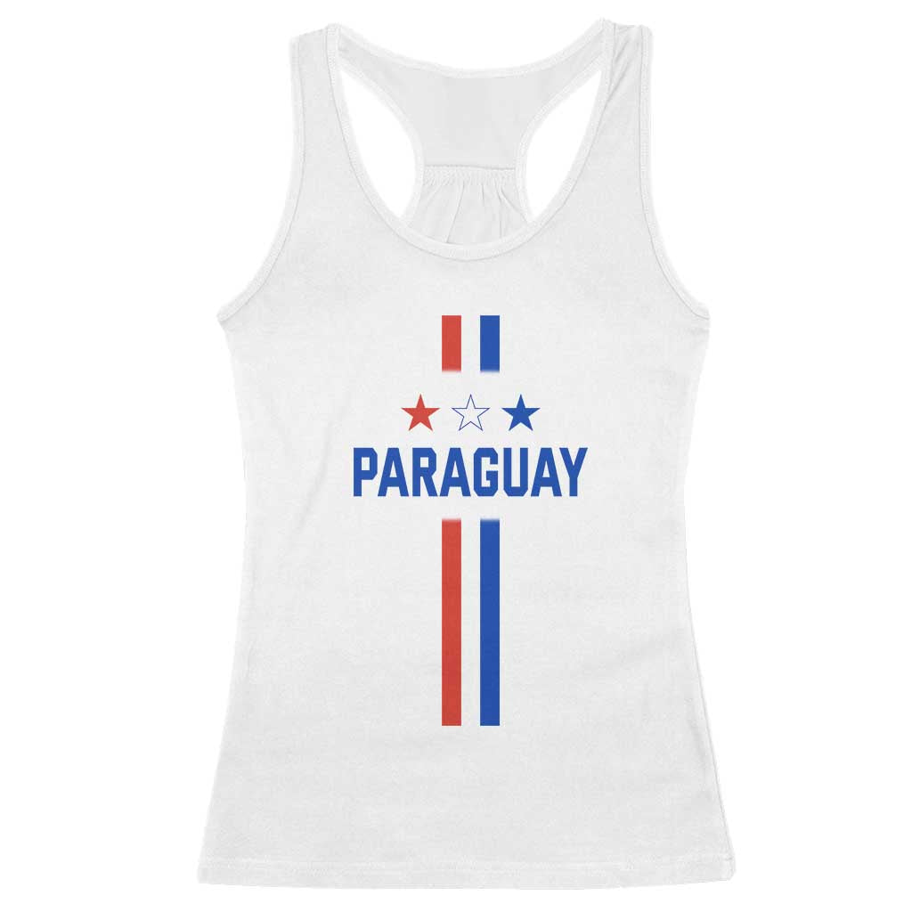 Paraguay Flag Soccer Jersey Style Graphic Racerback Tank Top Patriotic Paraguaya Pride Football Fans Sports Spirit TS02 White Print Your Wear