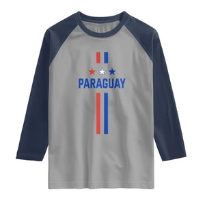Paraguay Flag Soccer Jersey Style Graphic Raglan Shirt Patriotic Paraguaya Pride Football Fans Sports Spirit TS02 Sport Gray Navy Print Your Wear
