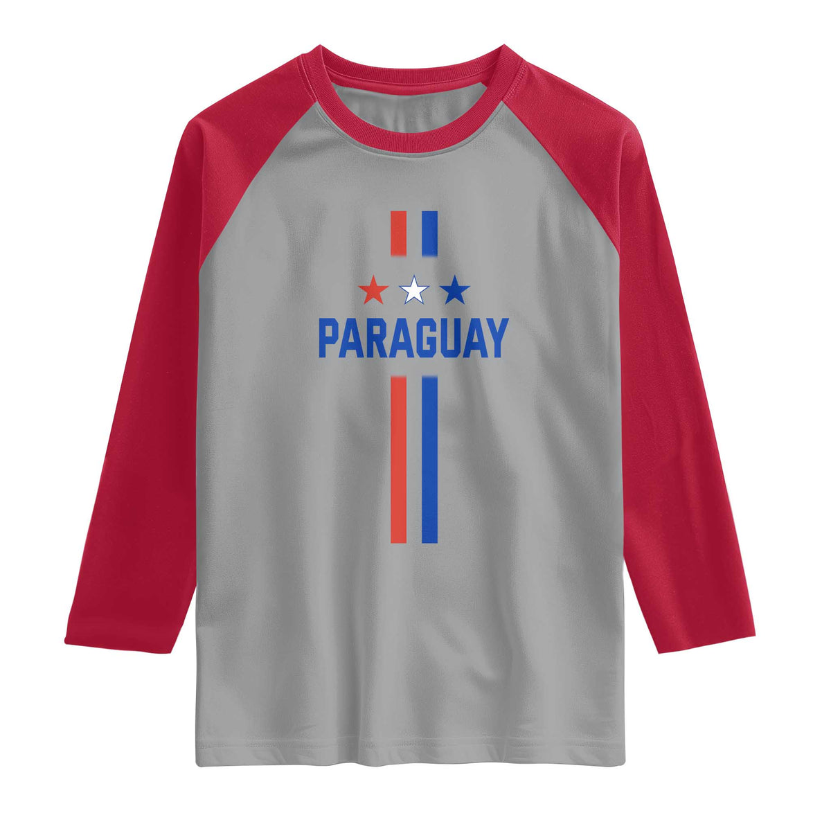 Paraguay Flag Soccer Jersey Style Graphic Raglan Shirt Patriotic Paraguaya Pride Football Fans Sports Spirit TS02 Sport Gray Red Print Your Wear