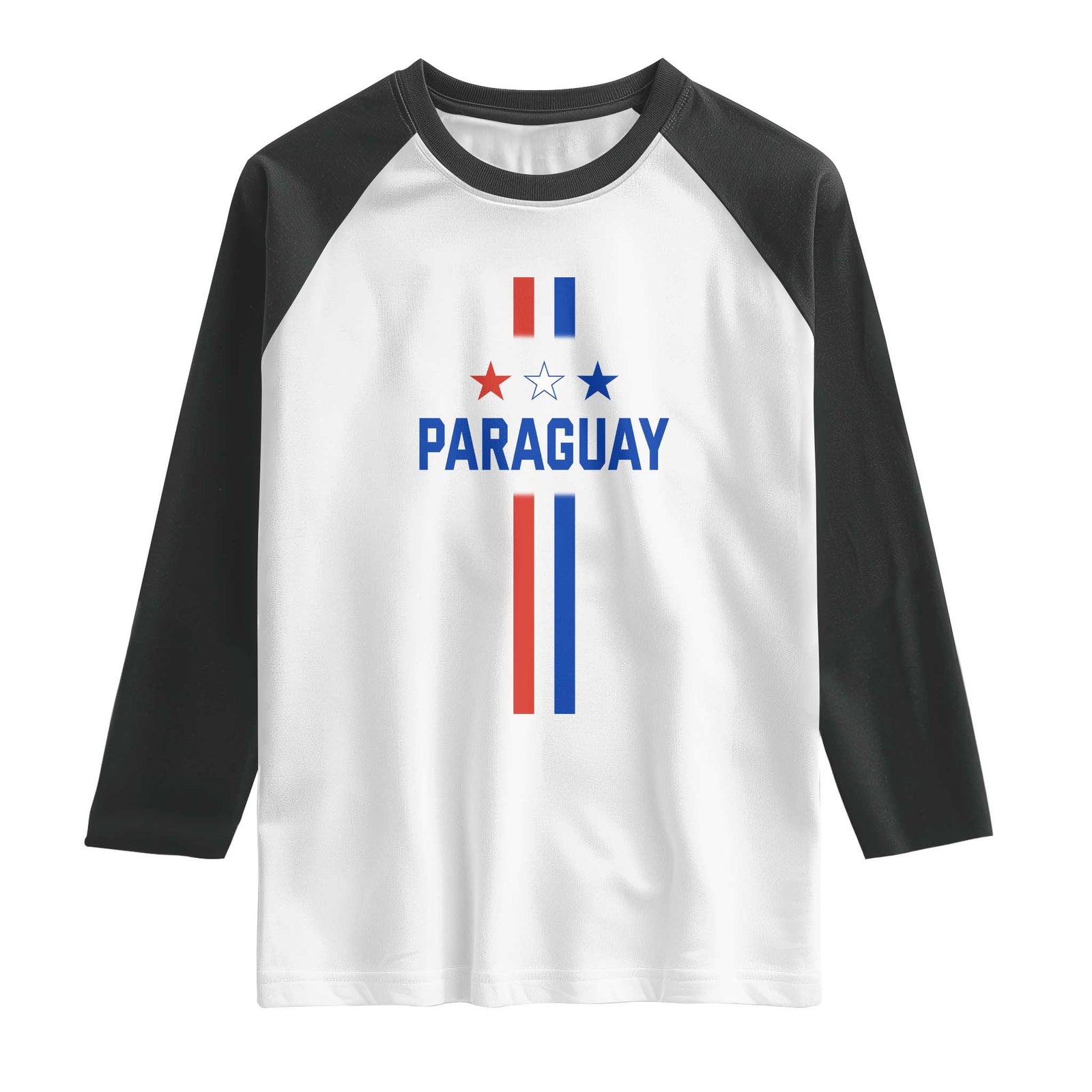 Paraguay Flag Soccer Jersey Style Graphic Raglan Shirt Patriotic Paraguaya Pride Football Fans Sports Spirit TS02 White Black Print Your Wear