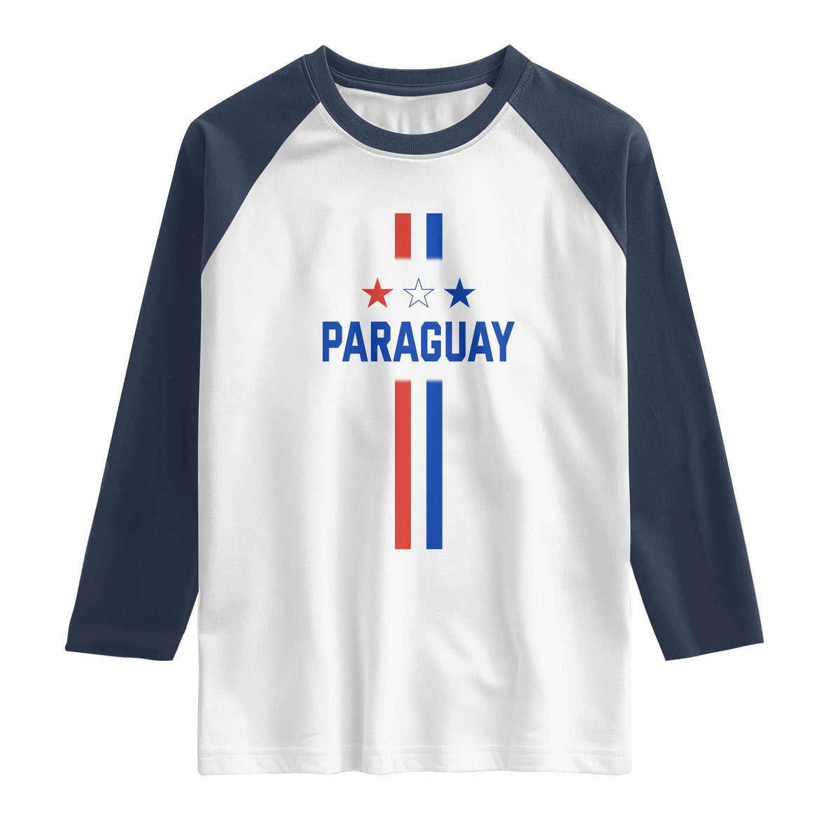 Paraguay Flag Soccer Jersey Style Graphic Raglan Shirt Patriotic Paraguaya Pride Football Fans Sports Spirit TS02 White Navy Print Your Wear