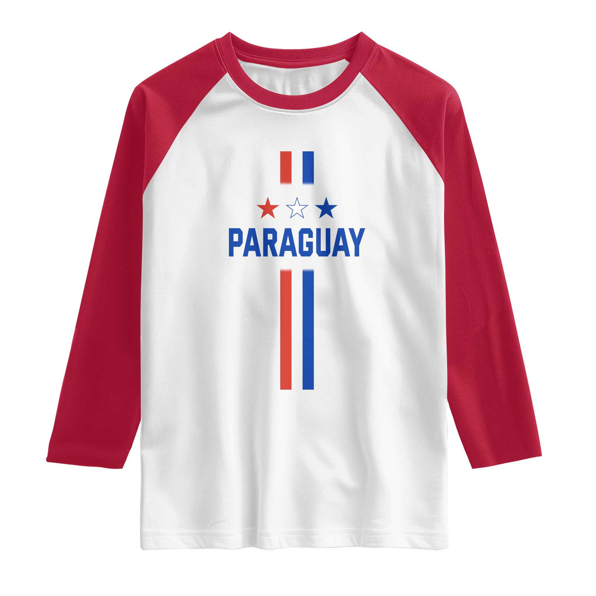 Paraguay Flag Soccer Jersey Style Graphic Raglan Shirt Patriotic Paraguaya Pride Football Fans Sports Spirit TS02 White Red Print Your Wear