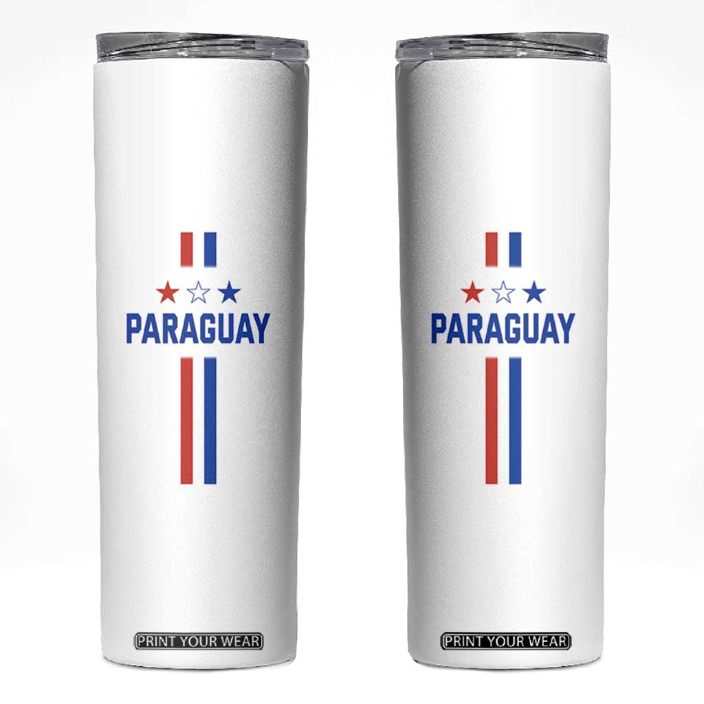 Paraguay Flag Soccer Jersey Style Graphic Skinny Tumbler Patriotic Paraguaya Pride Football Fans Sports Spirit TS02 White Print Your Wear