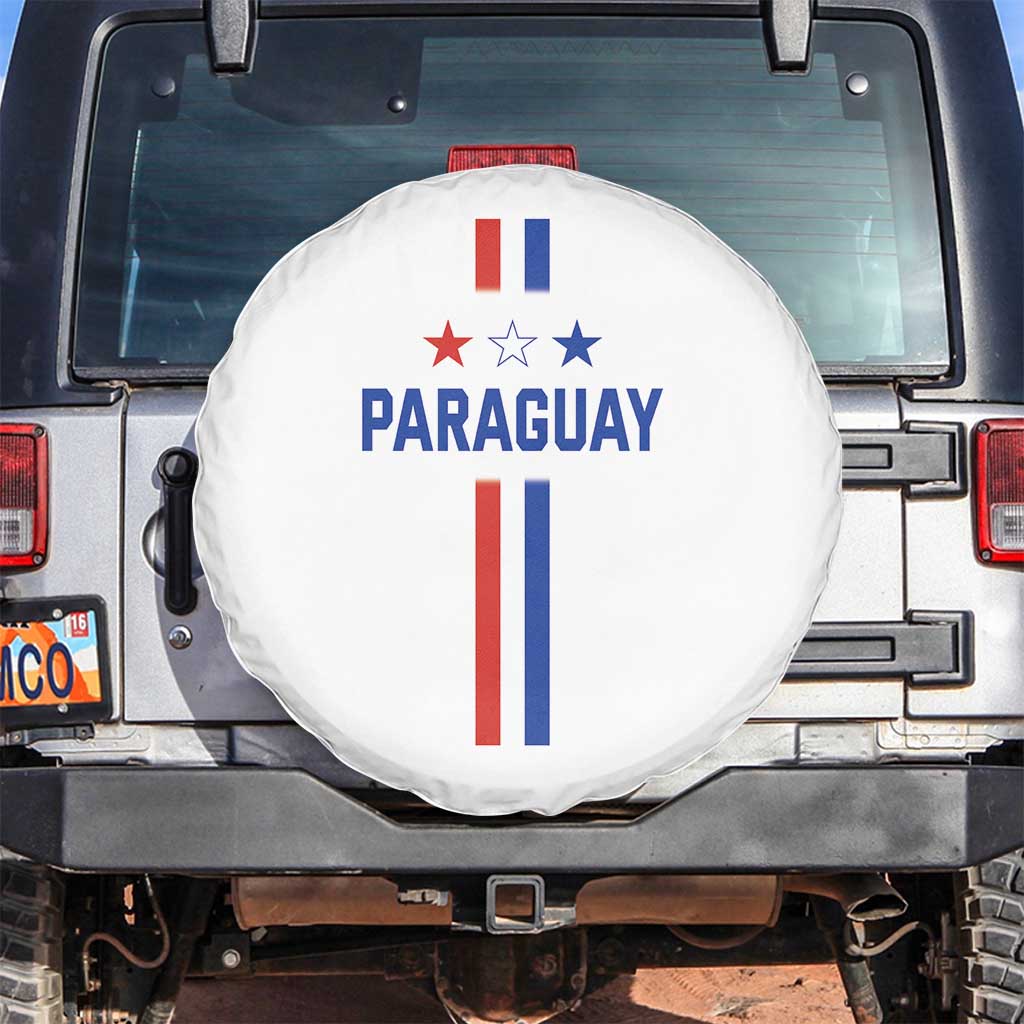 Paraguay Flag Soccer Jersey Style Graphic Spare Tire Cover Patriotic Paraguaya Pride Football Fans Sports Spirit TS02 No hole White Print Your Wear