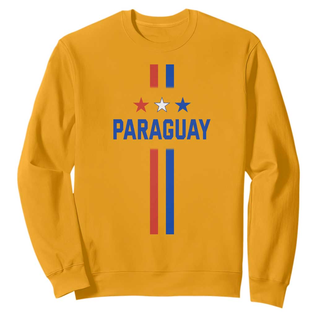 Paraguay Flag Soccer Jersey Style Graphic Sweatshirt Patriotic Paraguaya Pride Football Fans Sports Spirit TS02 Gold Print Your Wear