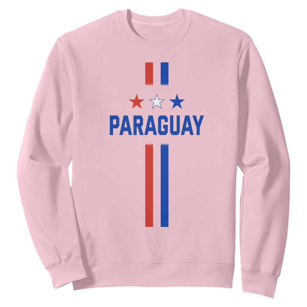 Paraguay Flag Soccer Jersey Style Graphic Sweatshirt Patriotic Paraguaya Pride Football Fans Sports Spirit TS02 Light Pink Print Your Wear
