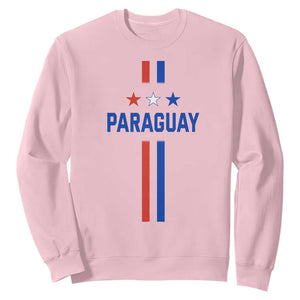 Paraguay Flag Soccer Jersey Style Graphic Sweatshirt Patriotic Paraguaya Pride Football Fans Sports Spirit TS02 Light Pink Print Your Wear
